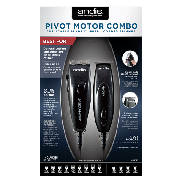 Andis Pivot Motor Combo Corded Adjustable Blade Clipper & Trimmer