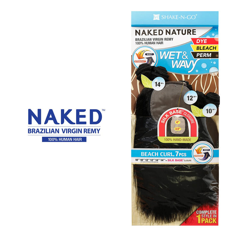 Shake-N-Go Naked Nature Brazilian Virgin Remy Beach Curl 7 Pcs Bundle 100% Human Hair