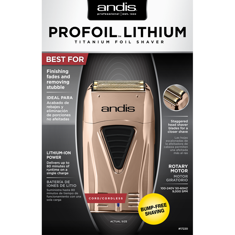 Andis Professional Profoil Lithium Titanium Rose Gold Cord/Cordless Foil Shaver