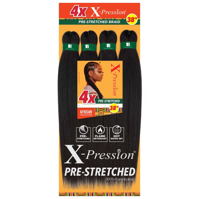 African Collection 4X X-Pression Pre-Stretched Braid 38" (Qty. 40)