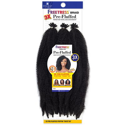 Shake-N-Go Freetress 3X Pre-Fluffed Poppin Twist Crochet Braiding Hair 16"