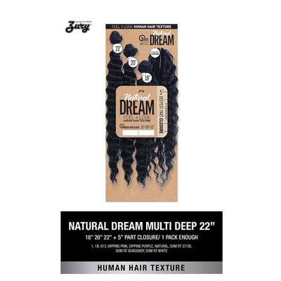 Natural Dream Feel & Look Human Hair Texture - DEEP WAVE 18"+20"+22" + Closure