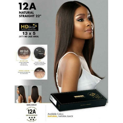 12A Unprocessed 100% Virgin Human HD Lace Wig - Natural Straight 22"