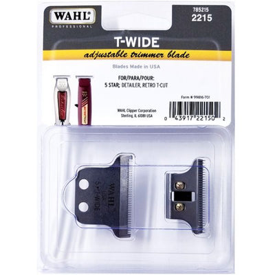 Wahl T-Wide Adjustable Trimmer Blade #2215, For 5-Star Detailer, Retro T-Cut, Cordless Detailer Li